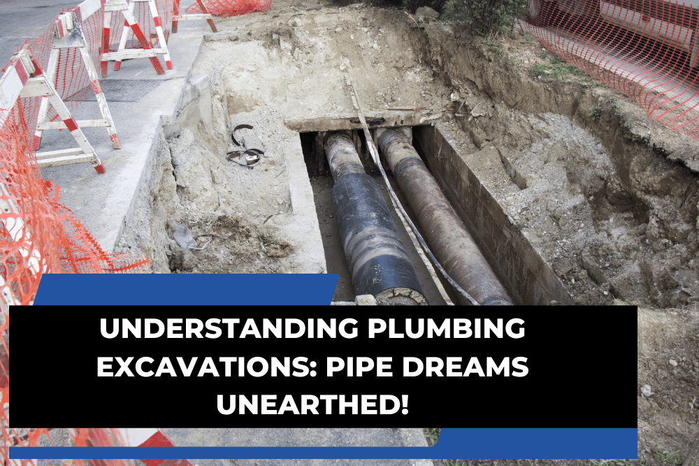Open excavation site for plumbing pipe repair.