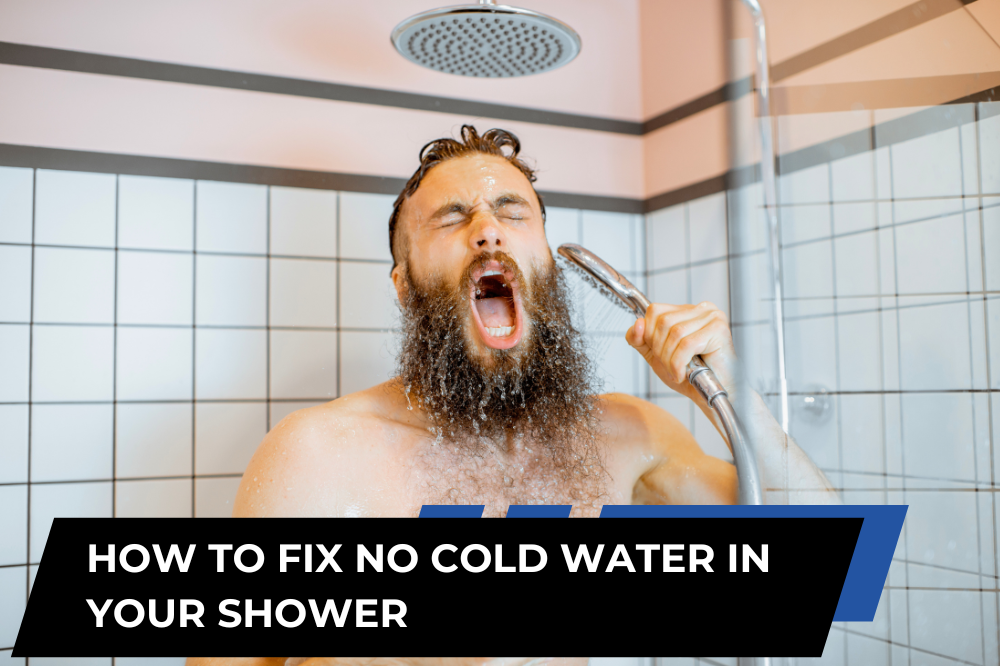 Shower faucet handle illustrating a shower with no cold water